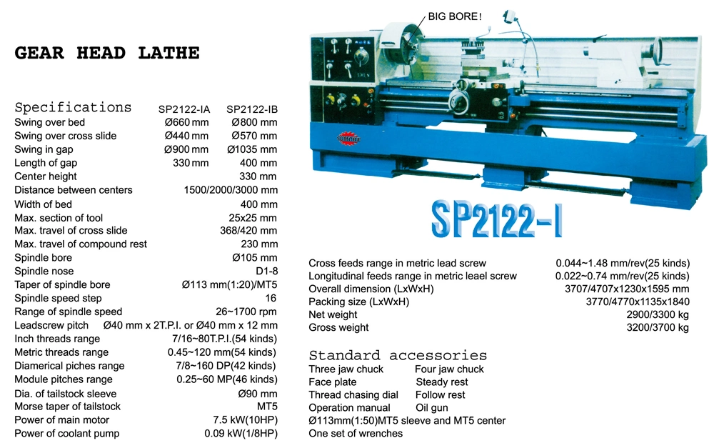 Sumore Made in Shanghai China Horizontal Machine CNC Machinery Manual Lathe with CE